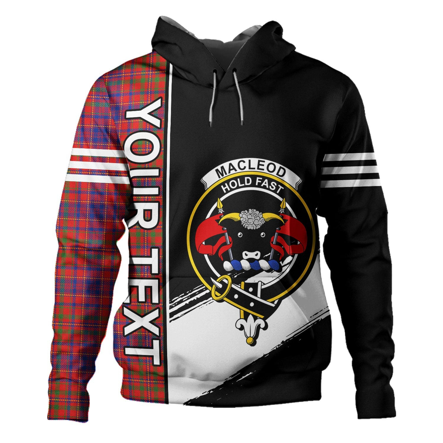 ScotsTee Shop Scottish MacLeod Red Modern Clan Crest Tartan Hoodie Quarter Personalized