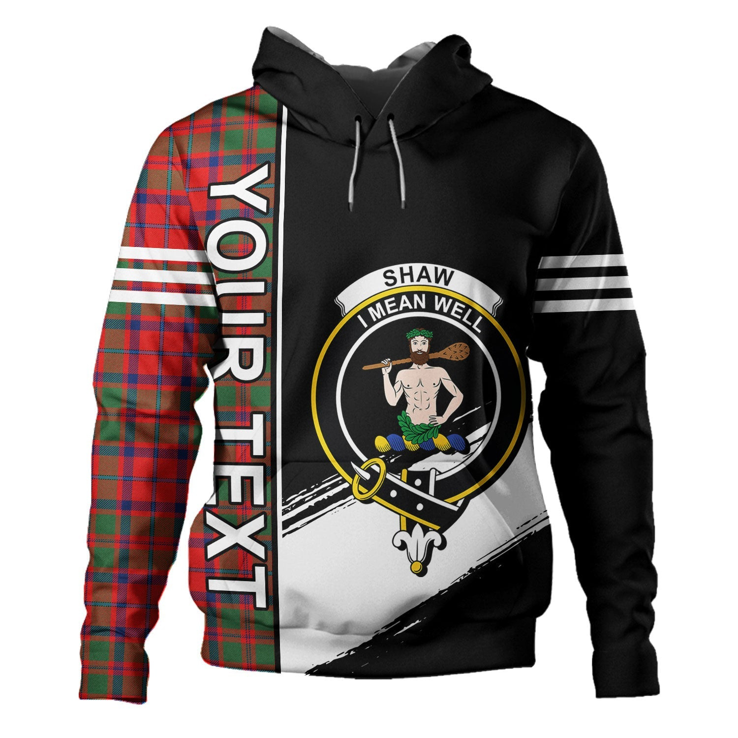 ScotsTee Shop Scottish Shaw of Tordarroch Modern Clan Crest Tartan Hoodie Quarter Personalized