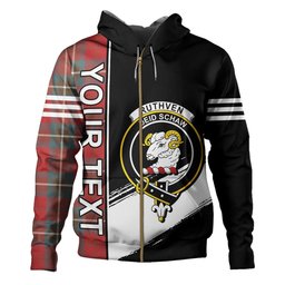 ScotsTee Shop Scottish Ruthven Weathered Clan Crest Tartan Hoodie Quarter Personalized