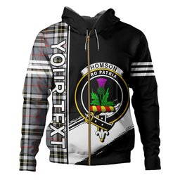 ScotsTee Shop Scottish Thomson Grey (MacThomas Thompson Grey) Modern Clan Crest Tartan Hoodie Quarter Personalized