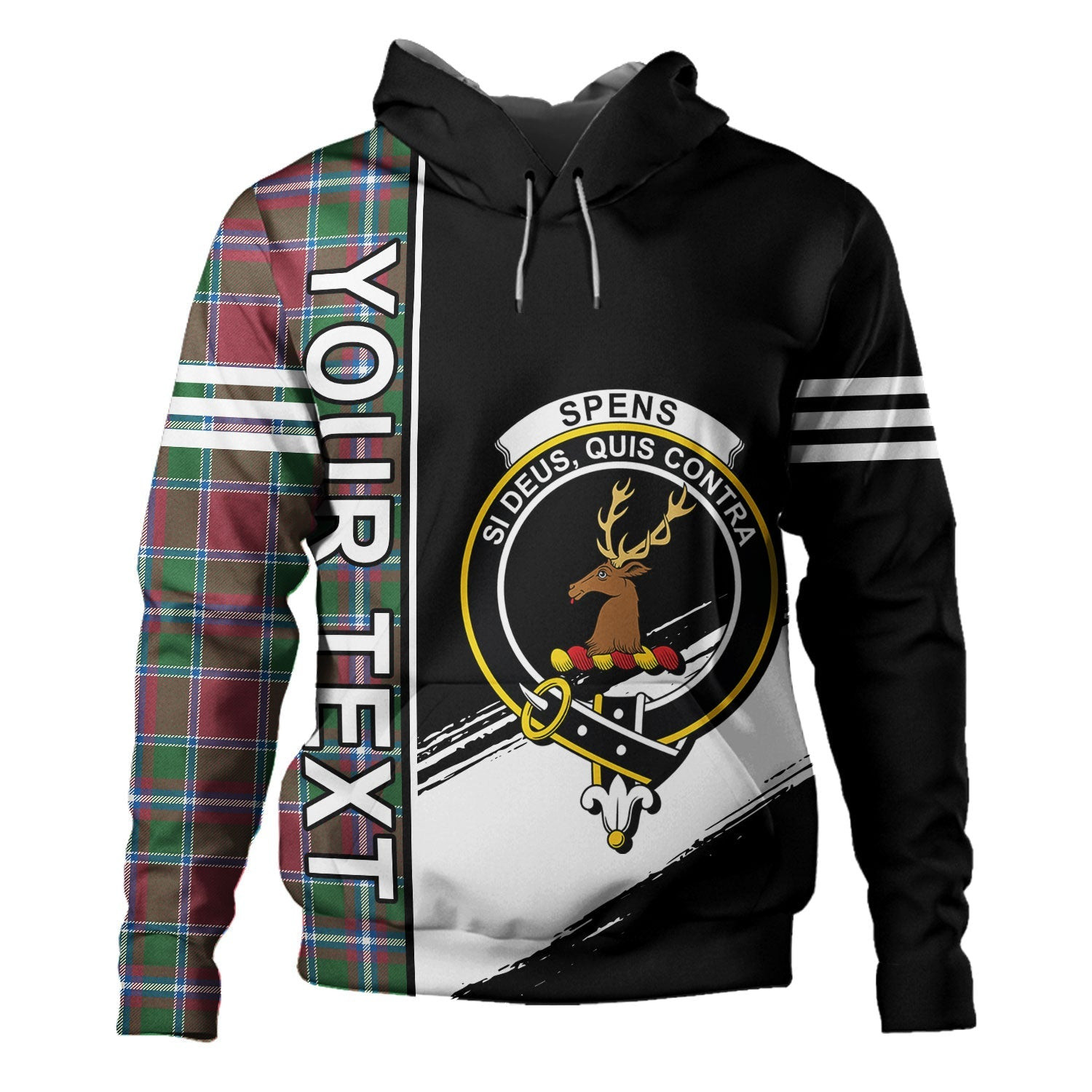 ScotsTee Shop Scottish Spens Ancient Clan Crest Tartan Hoodie Quarter Personalized