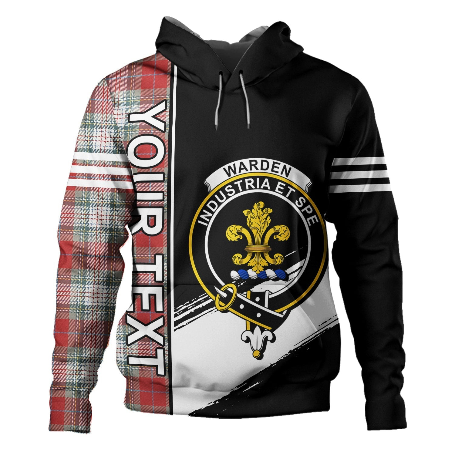 ScotsTee Shop Scottish Warden Weathered Clan Crest Tartan Hoodie Quarter Personalized