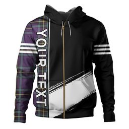 ScotsTee Shop Scottish Murray of Elibank Weathered Clan Crest Tartan Hoodie Quarter Personalized