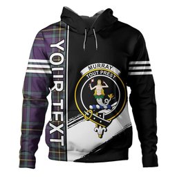 ScotsTee Shop Scottish Murray of Elibank Weathered Clan Crest Tartan Hoodie Quarter Personalized
