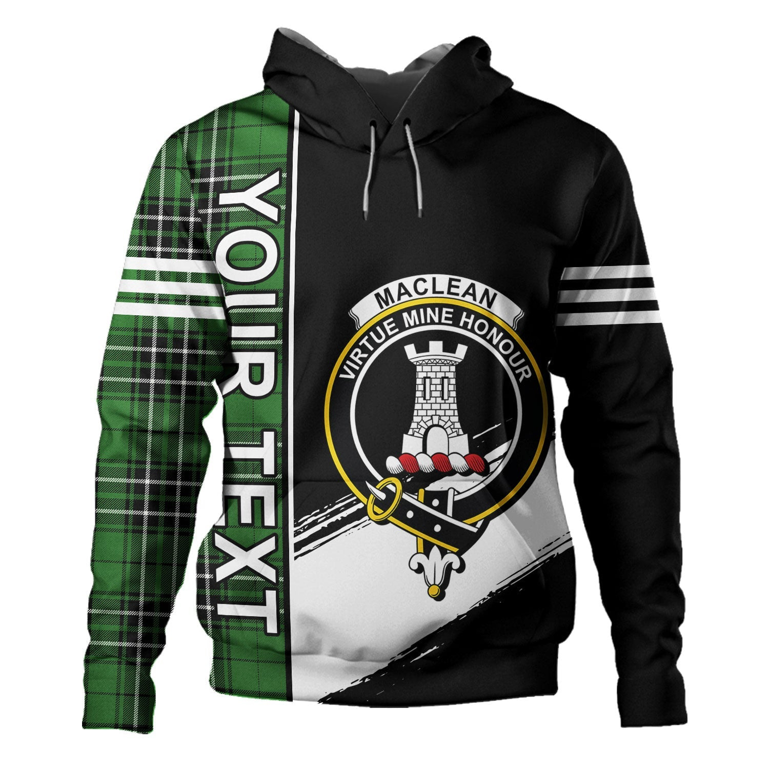 ScotsTee Shop Scottish MacLean of Duart Hunting (Vestiarium Scoticum) Ancient Clan Crest Tartan Hoodie Quarter Personalized