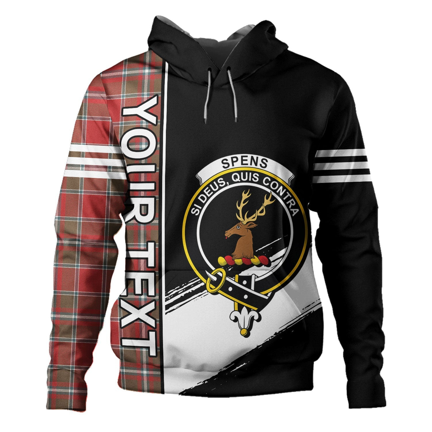 ScotsTee Shop Scottish Spens Weathered Clan Crest Tartan Hoodie Quarter Personalized