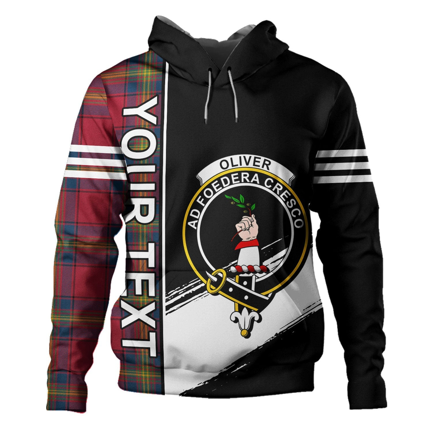 ScotsTee Shop Scottish Oliver Modern Clan Crest Tartan Hoodie Quarter Personalized