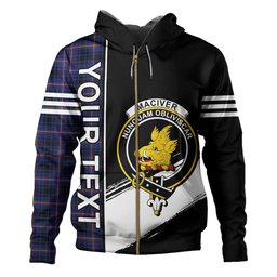 ScotsTee Shop Scottish MacIver of Strome Modern Clan Crest Tartan Hoodie Quarter Personalized