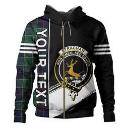 ScotsTee Shop Scottish Strachan Modern Clan Crest Tartan Hoodie Quarter Personalized