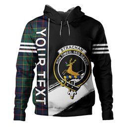 ScotsTee Shop Scottish Strachan Modern Clan Crest Tartan Hoodie Quarter Personalized