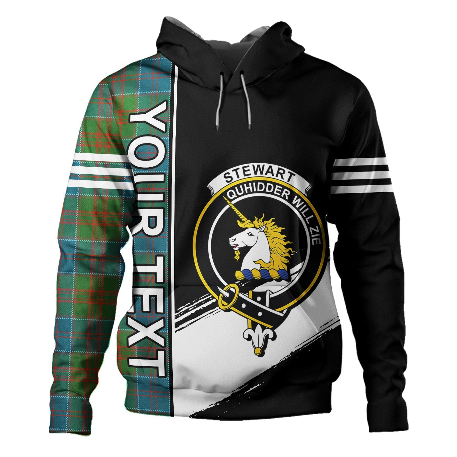ScotsTee Shop Scottish Stewart of Appin Hunting Ancient Clan Crest Tartan Hoodie Quarter Personalized
