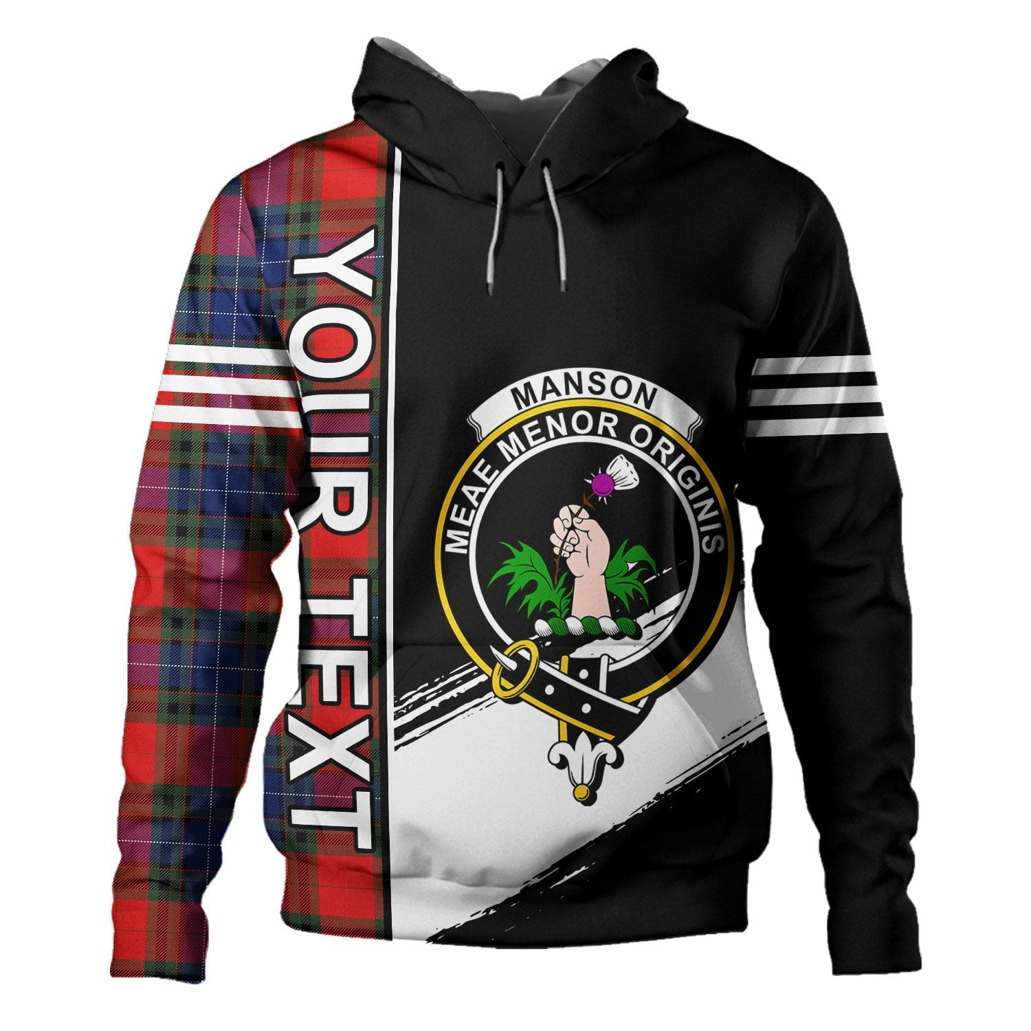 ScotsTee Shop Scottish Manson Modern Clan Crest Tartan Hoodie Quarter Personalized