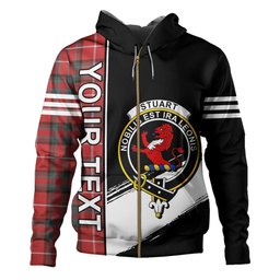 ScotsTee Shop Scottish Stuart of Bute Weathered Clan Crest Tartan Hoodie Quarter Personalized