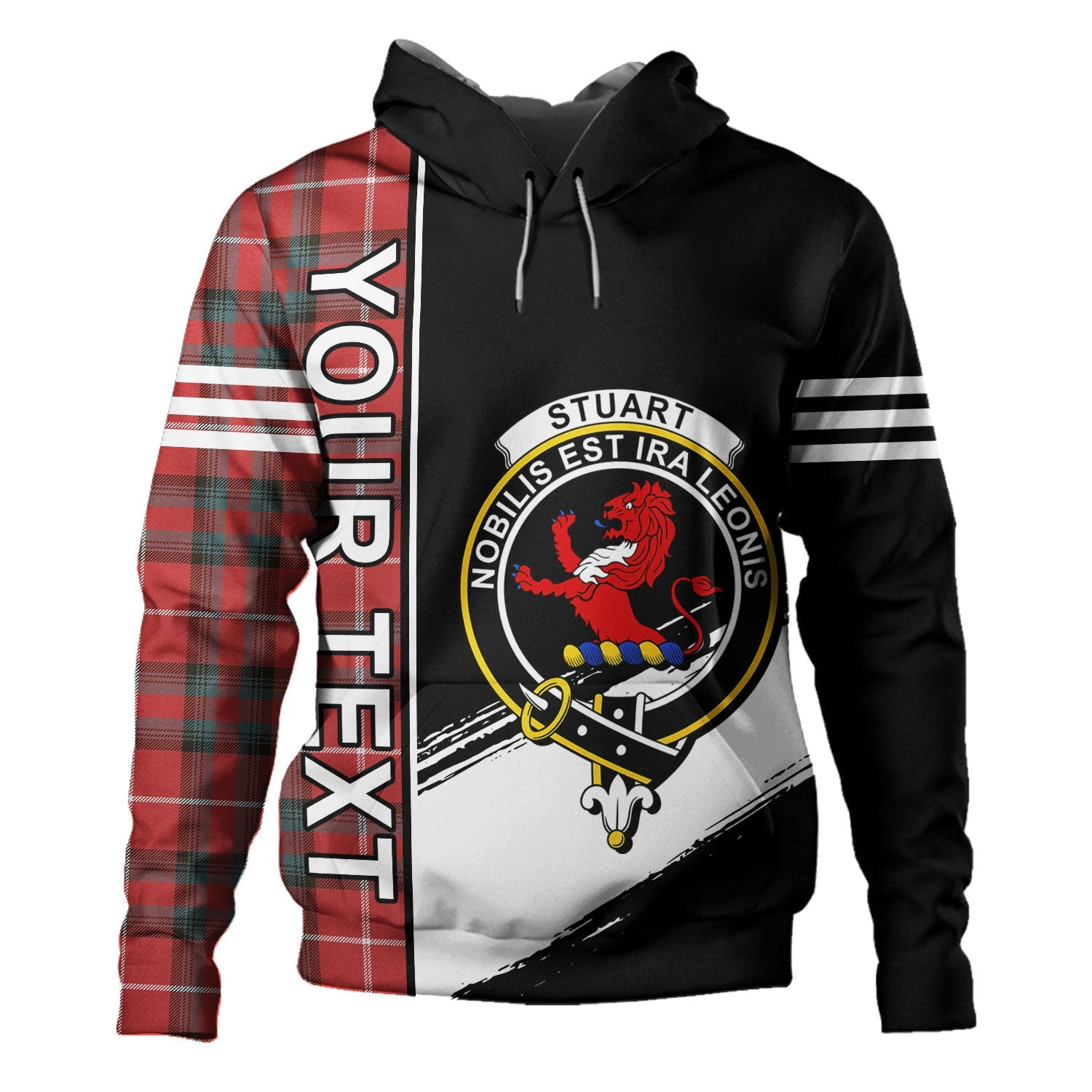 ScotsTee Shop Scottish Stuart of Bute Weathered Clan Crest Tartan Hoodie Quarter Personalized