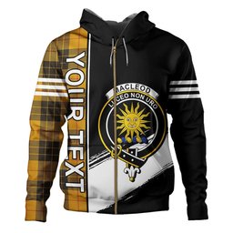 ScotsTee Shop Scottish MacLeod of Lewis Weathered Clan Crest Tartan Hoodie Quarter Personalized