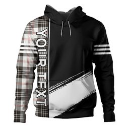 ScotsTee Shop Scottish MacPherson of Cluny Black & White Weathered Clan Crest Tartan Hoodie Quarter Personalized