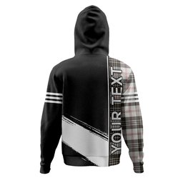 ScotsTee Shop Scottish MacPherson of Cluny Black & White Weathered Clan Crest Tartan Hoodie Quarter Personalized