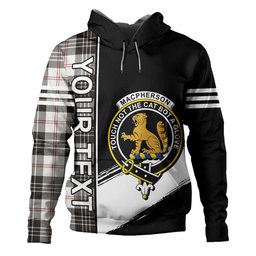 ScotsTee Shop Scottish MacPherson of Cluny Black & White Weathered Clan Crest Tartan Hoodie Quarter Personalized