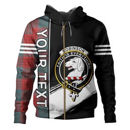 ScotsTee Shop Scottish Robinson Dress (Robins Dress) Weathered Clan Crest Tartan Hoodie Quarter Personalized