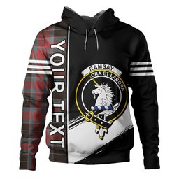 ScotsTee Shop Scottish Ramsay Green Weathered Clan Crest Tartan Hoodie Quarter Personalized