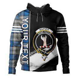 ScotsTee Shop Scottish Napier Ancient Clan Crest Tartan Hoodie Quarter Personalized