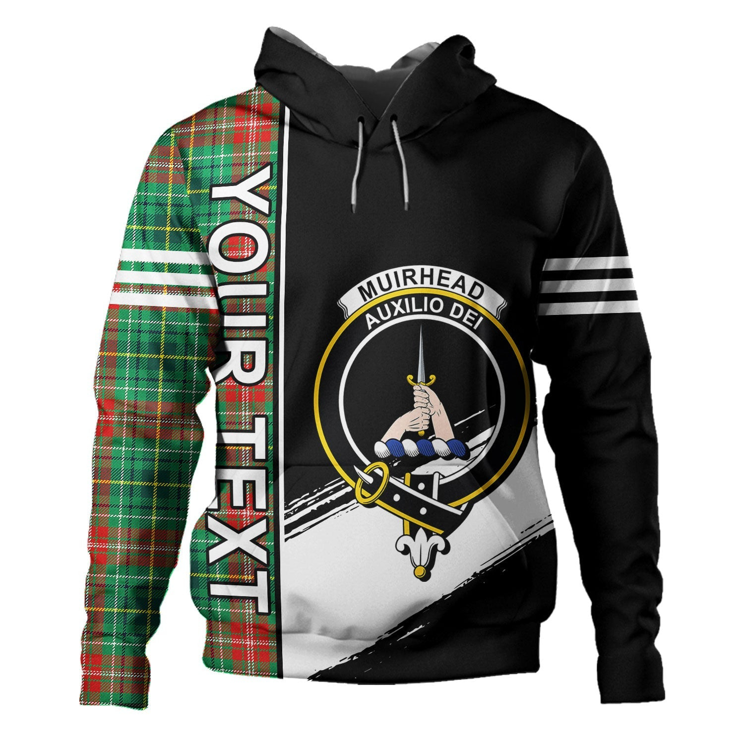 ScotsTee Shop Scottish Muirhead Modern Clan Crest Tartan Hoodie Quarter Personalized