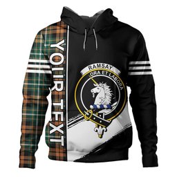 ScotsTee Shop Scottish Ramsay Orange Modern Clan Crest Tartan Hoodie Quarter Personalized