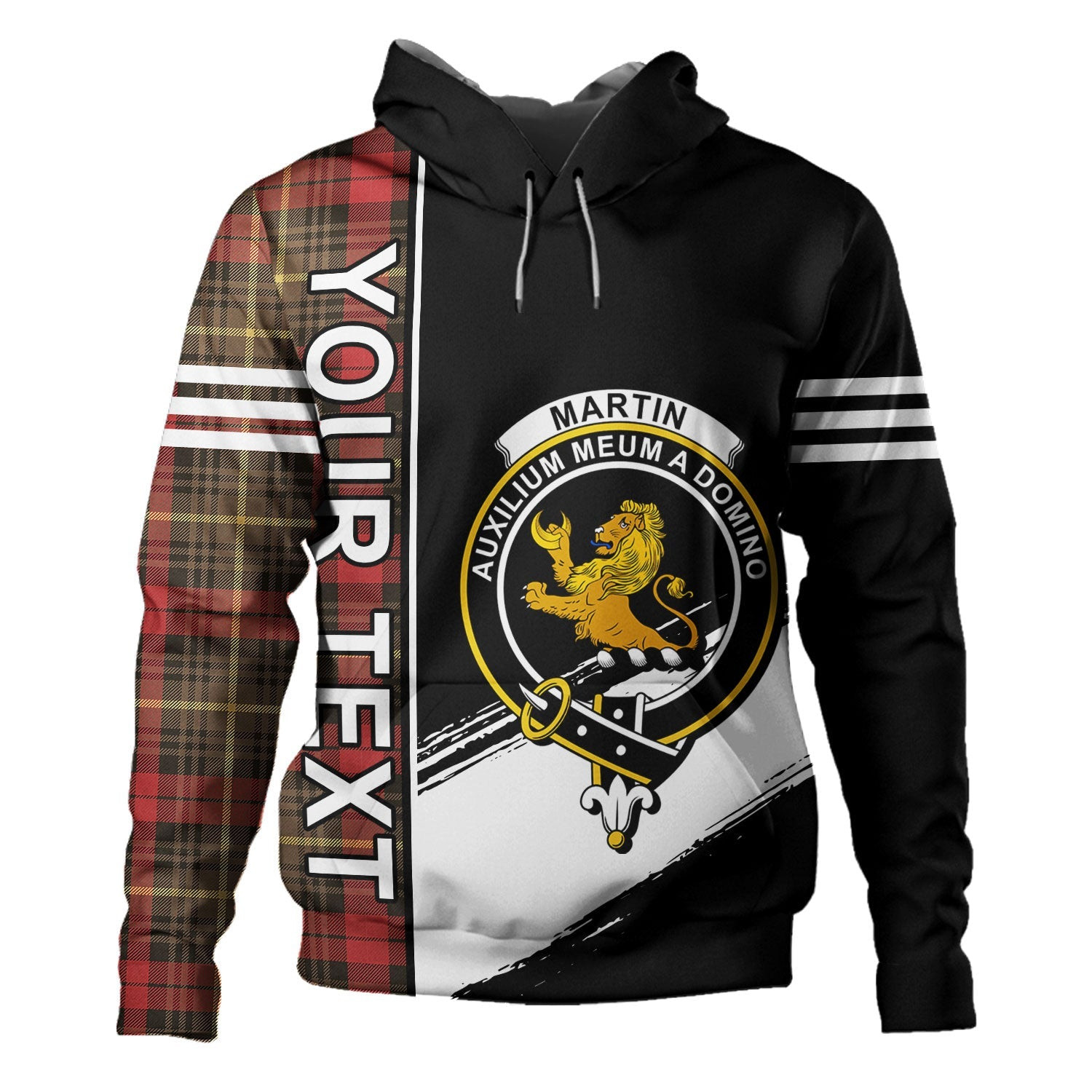ScotsTee Shop Scottish Martin Weathered Clan Crest Tartan Hoodie Quarter Personalized