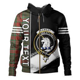 ScotsTee Shop Scottish Ramsay Green Ancient Clan Crest Tartan Hoodie Quarter Personalized