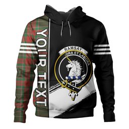 ScotsTee Shop Scottish Ramsay Green Ancient Clan Crest Tartan Hoodie Quarter Personalized