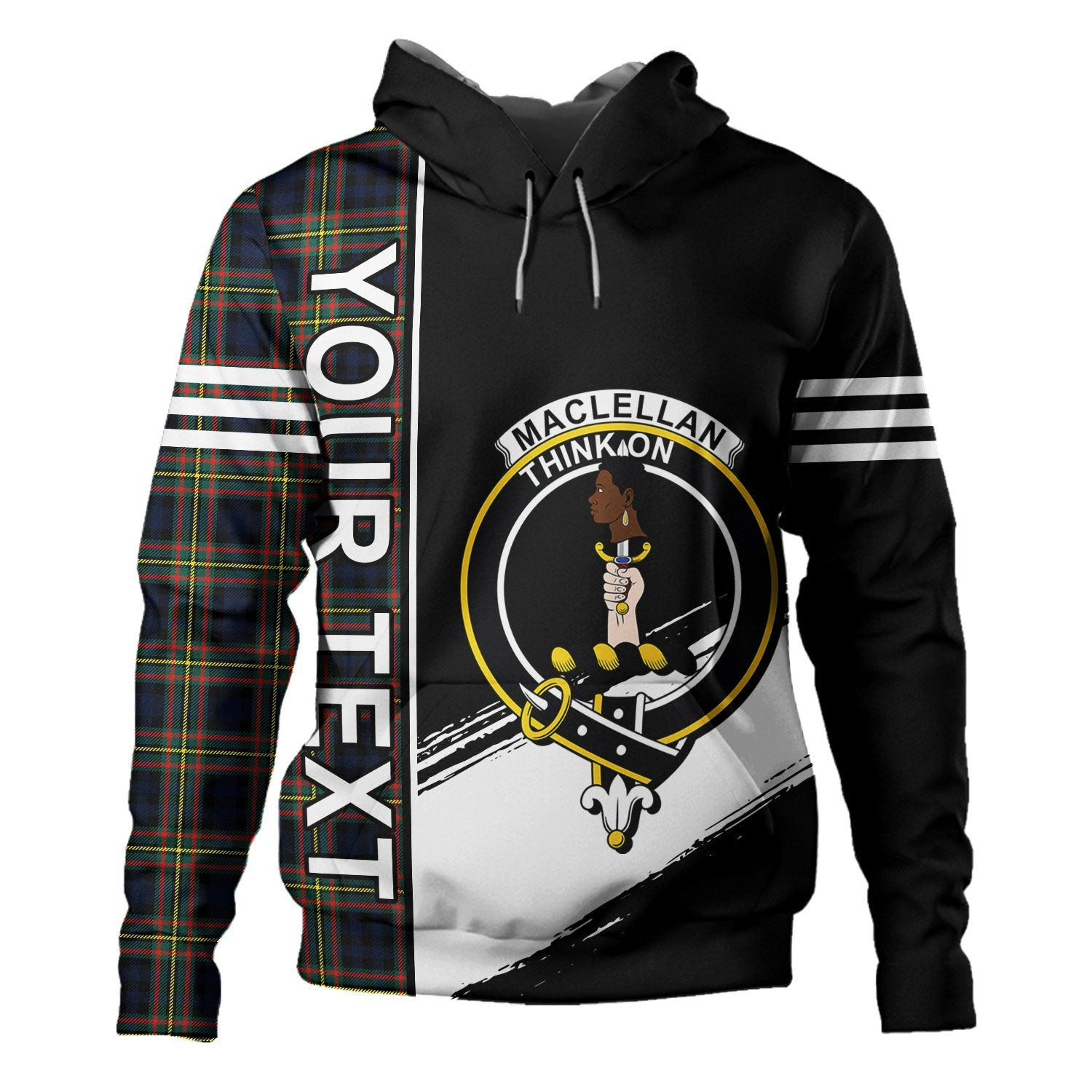 ScotsTee Shop Scottish MacLellan Modern Clan Crest Tartan Hoodie Quarter Personalized