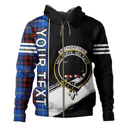 ScotsTee Shop Scottish Rutherford Modern Clan Crest Tartan Hoodie Quarter Personalized