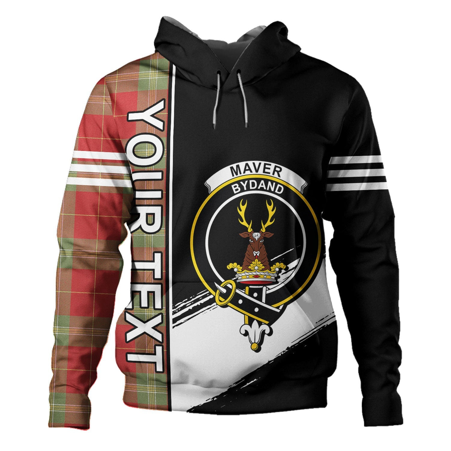 ScotsTee Shop Scottish Maver Weathered Clan Crest Tartan Hoodie Quarter Personalized