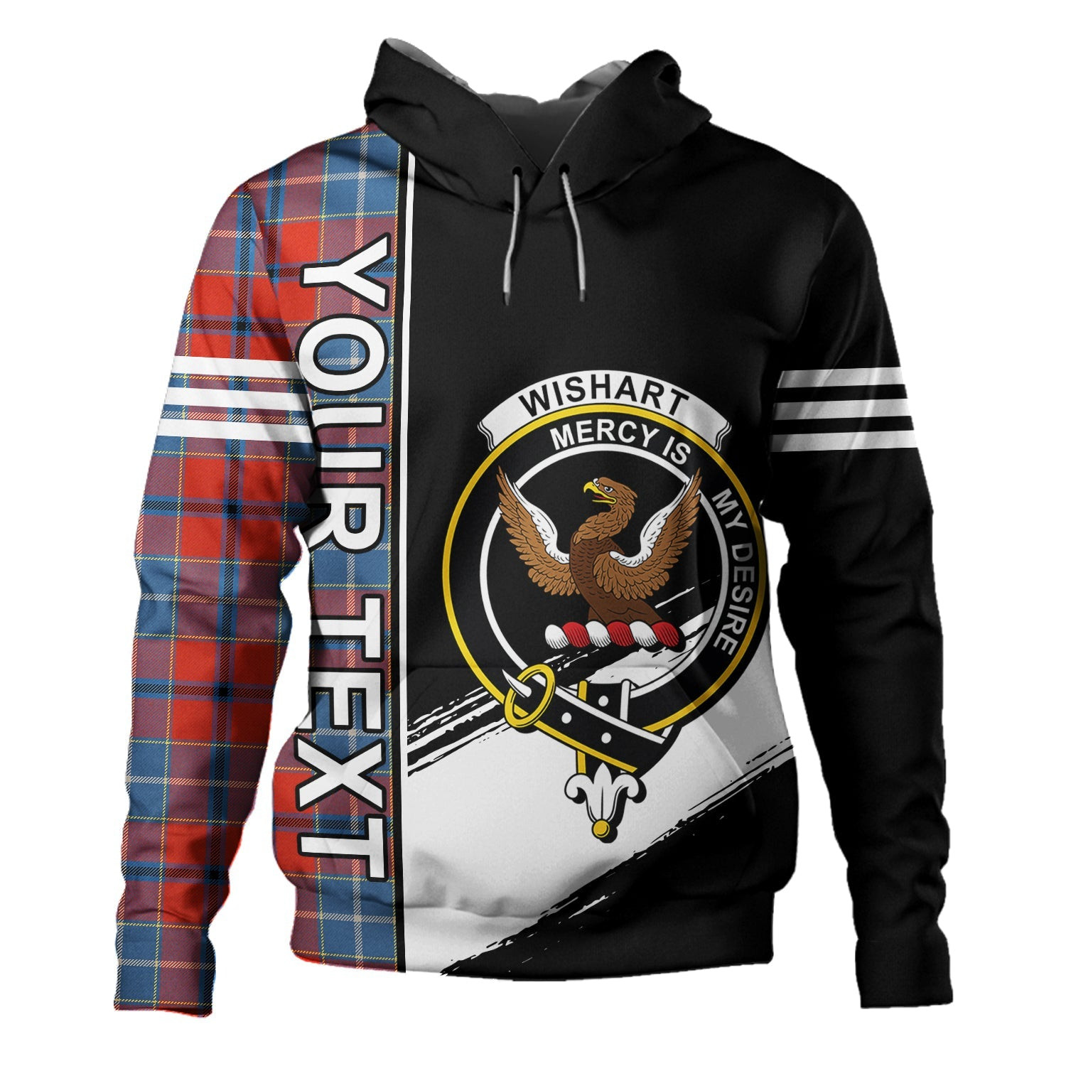 ScotsTee Shop Scottish Wishart Dress Ancient Clan Crest Tartan Hoodie Quarter Personalized