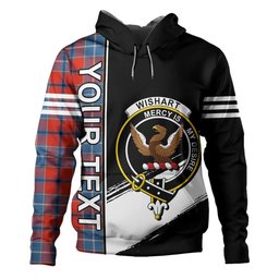 ScotsTee Shop Scottish Wishart Dress Ancient Clan Crest Tartan Hoodie Quarter Personalized