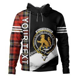 ScotsTee Shop Scottish MacPherson of Cluny Red Ancient Clan Crest Tartan Hoodie Quarter Personalized