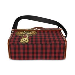 ScotsTee Shop Scottish MacLeod Black and Red Clan Tartan Canvas Bag Golden Thistle and Celtic Cross Personalize Your Name Bag