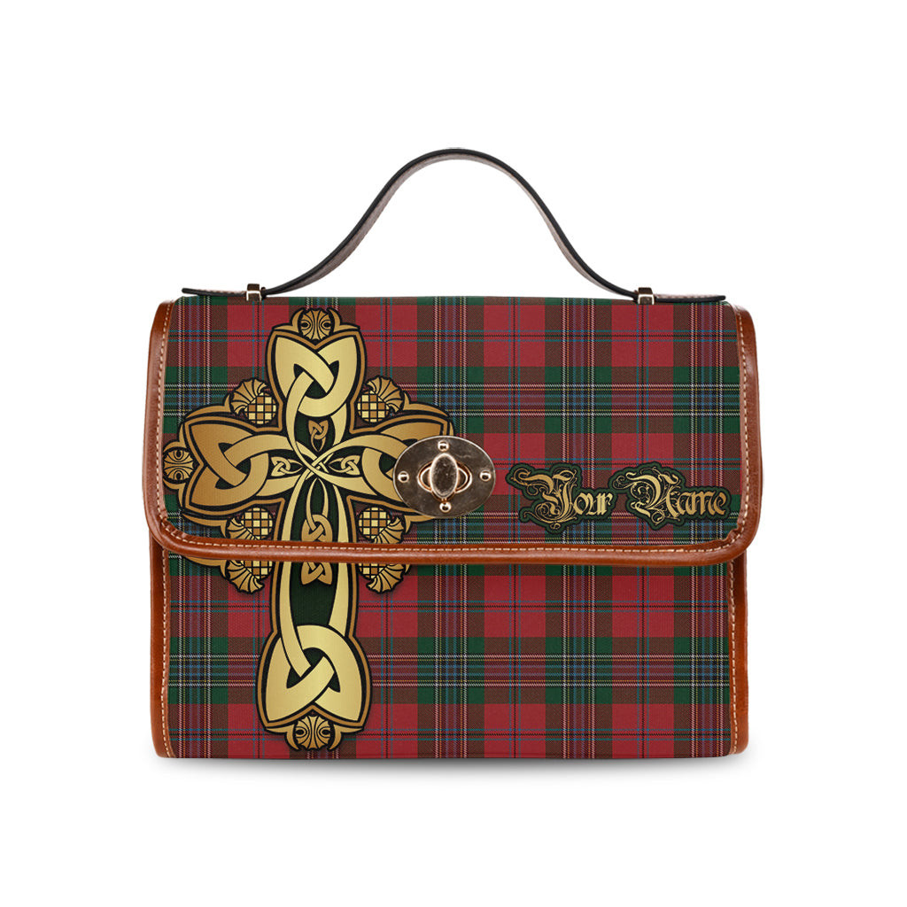 ScotsTee Shop Scottish MacLean Clan Tartan Canvas Bag Golden Thistle and Celtic Cross Personalize Your Name Bag