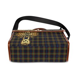 ScotsTee Shop Scottish MacLellan Modern Clan Tartan Canvas Bag Golden Thistle and Celtic Cross Personalize Your Name Bag