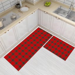 ScotsTee Shop Scottish Donald of the Isles Red Modern Crest Tartan Kitchen Rug Sets