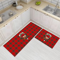ScotsTee Shop Scottish Donald of the Isles Red Modern Crest Tartan Kitchen Rug Sets