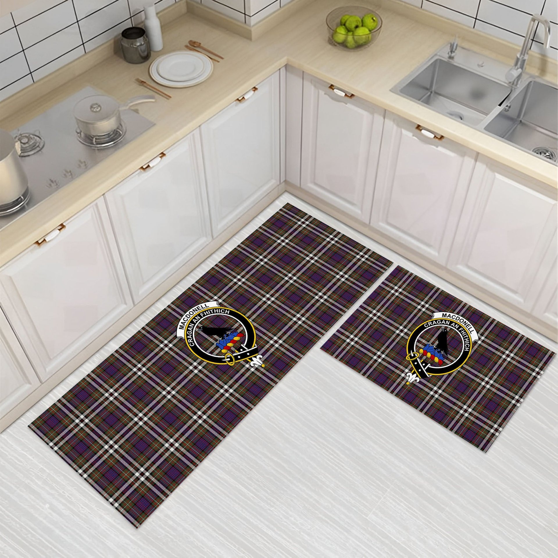 ScotsTee Shop Scottish MacDonell of Glengarry Dress Modern Crest Tartan Kitchen Rug Sets