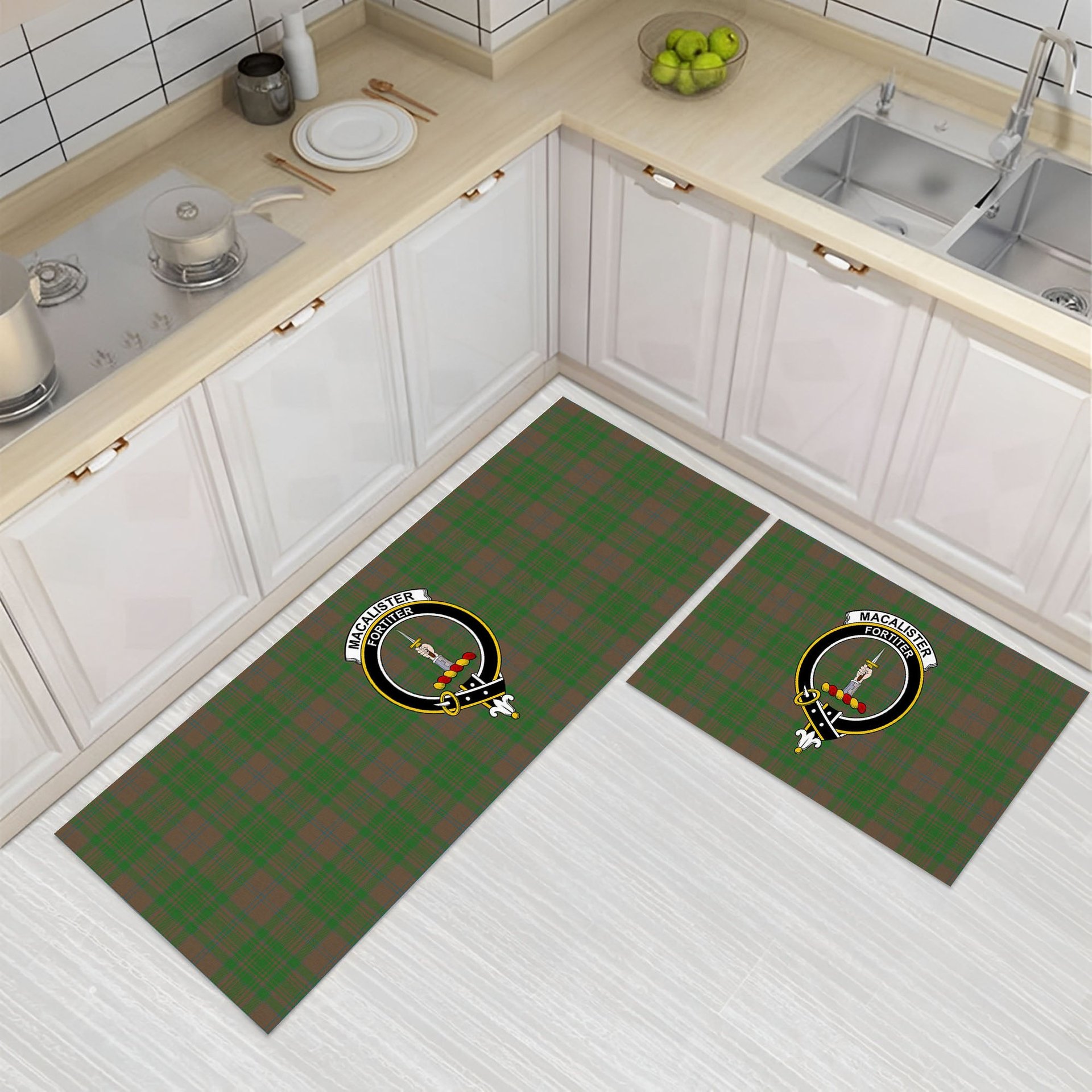 ScotsTee Shop Scottish MacAlister of Glenbarr Hunting Ancient Crest Tartan Kitchen Rug Sets