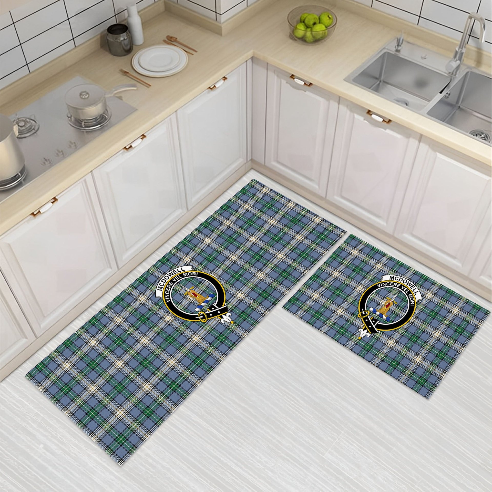 ScotsTee Shop Scottish McDowell Ancient Crest Tartan Kitchen Rug Sets