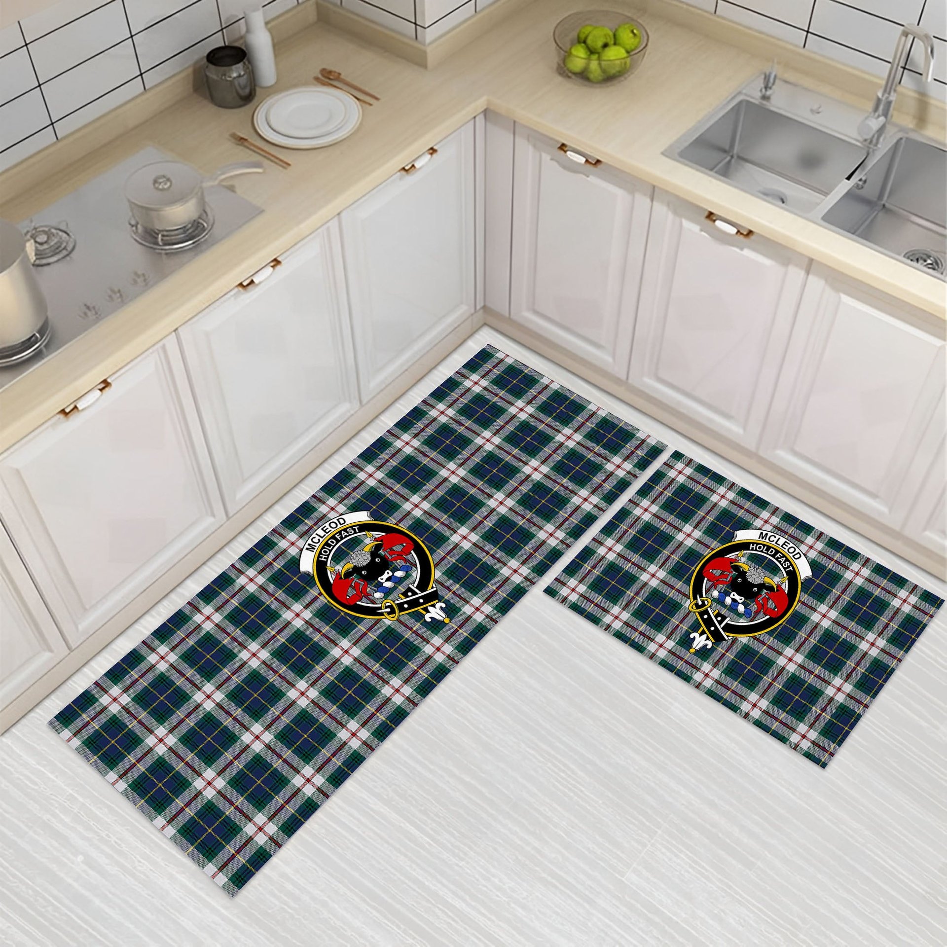 ScotsTee Shop Scottish McLeod Of Californian Modern Crest Tartan Kitchen Rug Sets