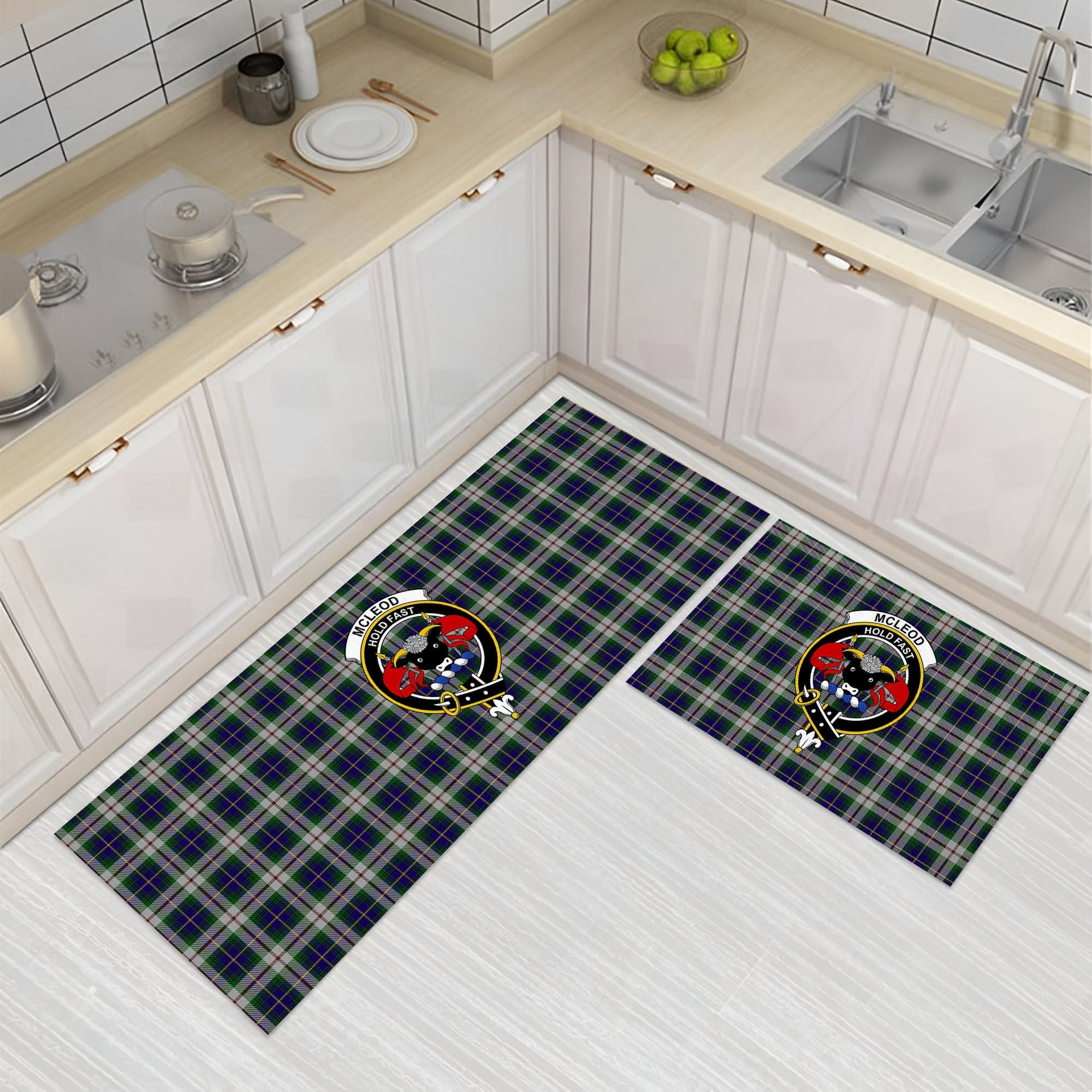 ScotsTee Shop Scottish McLeod Of Californian Crest Tartan Kitchen Rug Sets