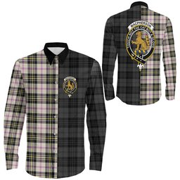 ScotsTee Shop Scottish MacPherson Dress Ancient Clan Crest Half Tartan Long Sleeve Shirt