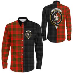 ScotsTee Shop Scottish Livingstone Modern Clan Crest Half Tartan Long Sleeve Shirt