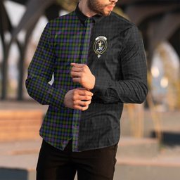 ScotsTee Shop Scottish Murray of Atholl Modern Clan Crest Half Tartan Long Sleeve Shirt