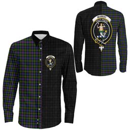 ScotsTee Shop Scottish Murray of Atholl Modern Clan Crest Half Tartan Long Sleeve Shirt